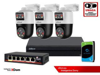 Zestaw monitoringu IP Dahua 3 kamery obrotowe 2MP+2MP z dyskiem 1TB
