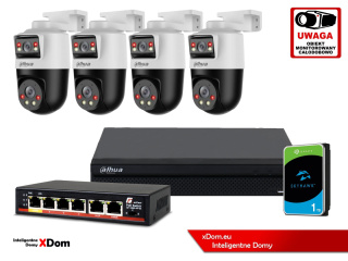 Zestaw monitoringu IP Dahua 4 kamery obrotowe 2MP+2MP z dyskiem 1TB