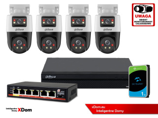 Zestaw monitoringu IP Dahua 4 kamery obrotowe 2MP+2MP z dyskiem 1TB