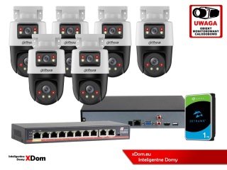 Zestaw monitoringu IP Dahua 6 kamer obrotowych 2MP+2MP z dyskiem 1TB