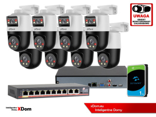 Zestaw monitoringu IP Dahua 8 kamer obrotowych 2MP+2MP z dyskiem 1TB