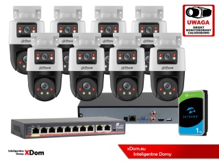 Zestaw monitoringu IP Dahua 8 kamer obrotowych 2MP+2MP z dyskiem 1TB