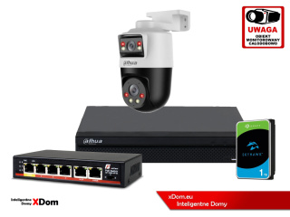 Zestaw monitoringu IP Dahua kamera obrotowa 2MP+2MP dysk 1TB