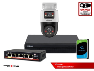 Zestaw monitoringu IP Dahua kamera obrotowa 2MP+2MP dysk 1TB