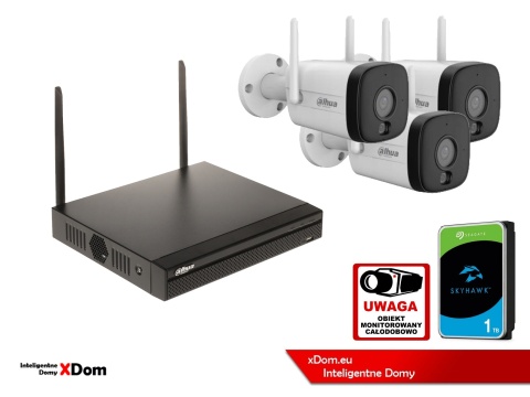 Zestaw monitoringu IP Dahua 3 Kamery WI-FI IPC-HFW1339DTK1-SAW-IL-0280B 3MPx