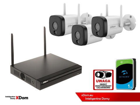 Zestaw monitoringu IP Dahua 3 Kamery WI-FI IPC-HFW1339DTK1-SAW-IL-0280B 3MPx