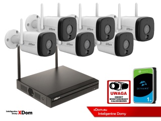Zestaw monitoringu IP Dahua 6 Kamer WI-FI 3MPxsmart podwójne oświetlenie LED IR do 30m