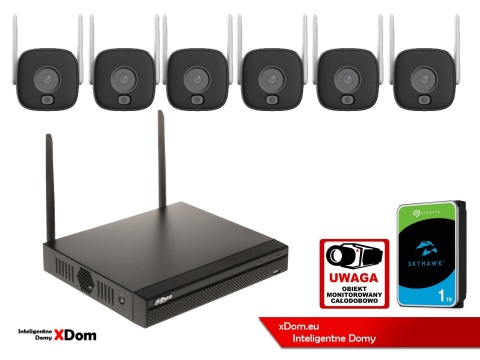 Zestaw monitoringu IP Dahua 6 Kamer WI-FI IPC-HFW1339DTK1-SAW-IL-0280B 3MP