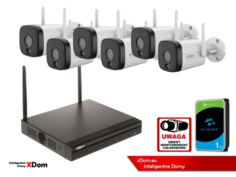 Zestaw monitoringu IP Dahua 6 Kamer WI-FI IPC-HFW1339DTK1-SAW-IL-0280B 3MP
