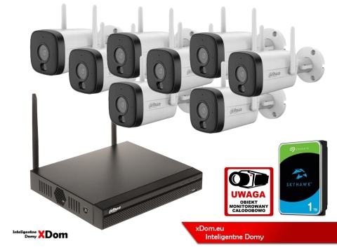 Zestaw monitoringu IP Dahua 8 Kamer WI-FI IPC-HFW1339DTK1-SAW-IL-0280B 3MPx