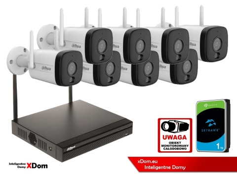 Zestaw monitoringu IP Dahua 8 Kamer WI-FI IPC-HFW1339DTK1-SAW-IL-0280B 3MPx