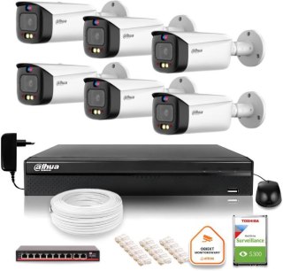 Zestaw monitoringu IP Dahua TIOC 8mpx 4K 6 kamer tubowych NVR z dyskiem