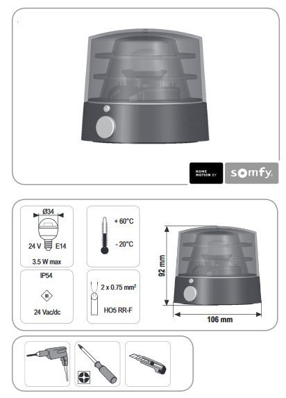 Somfy 9015882 lampa pomarańczowa Master Pro 230V