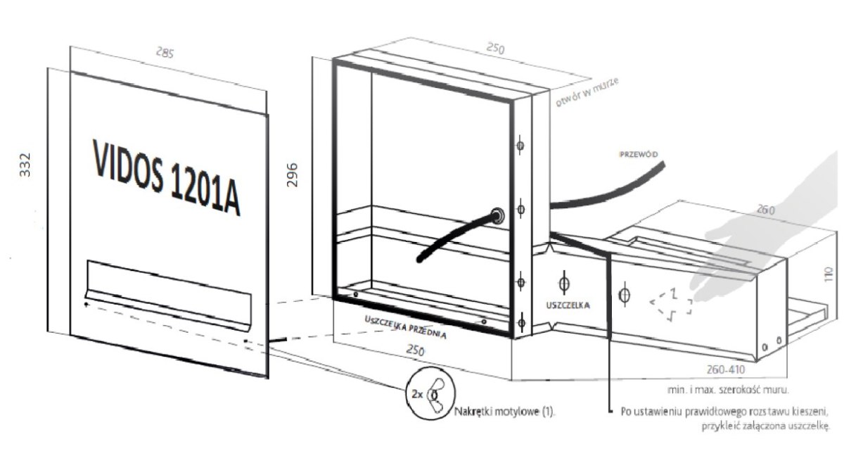 VIDOS Zestaw wideodomofonu skrzynka na listy monitor 3,5 S1201-SK+M1022W VIDOS Zestaw wideodomofonu skrzynka na listy monitor 3,5 S1201-SK+M1022W