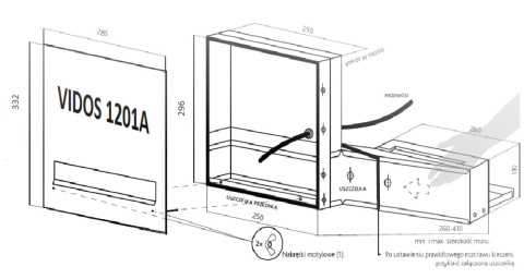 VIDOS Zestaw wideodomofonu skrzynka na listy monitor 3,5 S1201-SK+M1022W