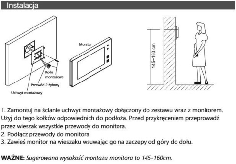 VIDOS Zestaw wideodomofonu skrzynka na listy monitor 7 cali S1201-SK+M1021W