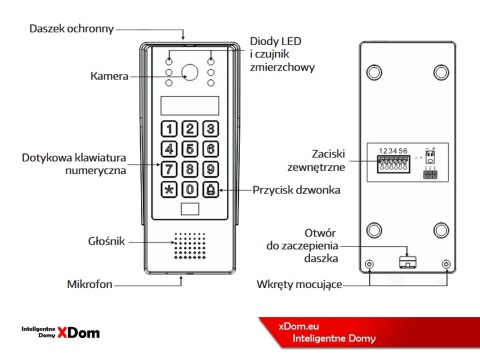 Zestaw Wideodomofonu Eura stacja bramowa z szyfratorem i czytnikiem RFID VDA-80A3 monitor 7'' VDA-05A3