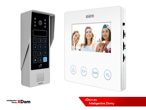 Zestaw Wideodomofonu Eura stacja bramowa z szyfratorem i czytnikiem RFID VDA-80A3 monitor 7'' VDA-52A3