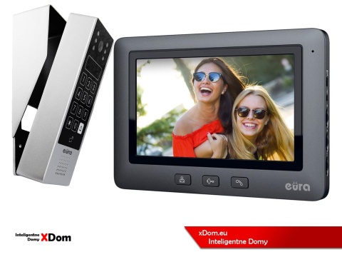Zestaw Wideodomofonu Eura stacja bramowa z szyfratorem i czytnikiem RFID VDA-80A3 monitor 7'' VDA-45A3 BLACK