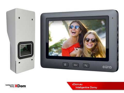 Zestaw Wideodomofonu Eura stacja bramowa z szyfratorem i czytnikiem RFID VDA-80A3 monitor 7'' VDA-45A3 BLACK