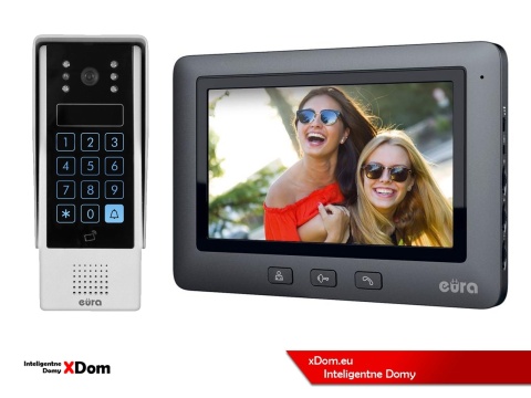 Zestaw Wideodomofonu Eura stacja bramowa z szyfratorem i czytnikiem RFID VDA-80A3 monitor 7'' VDA-45A3 BLACK