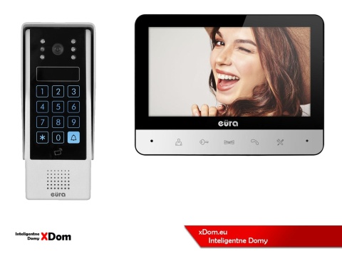 Zestaw Wideodomofonu Eura stacja bramowa z szyfratorem i czytnikiem RFID VDA-80A3 monitor 7'' VDA-77A3
