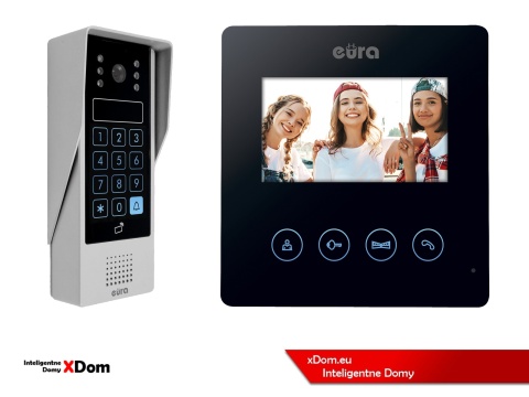Zestaw Wideodomofonu Eura stacja bramowa z szyfratorem i czytnikiem RFID VDA-80A3 monitor 7'' VDA-52A3 BLACK