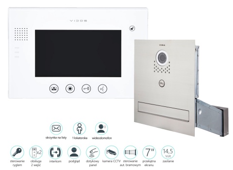 Zestaw wideodomofonu skrzynka na listy Vidos S551-SKM M670W