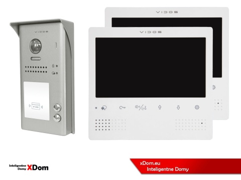 Zestaw Wideodomofon dwurodzinny Vidos z czytnikiem RFID S1102A monitor M1023W2