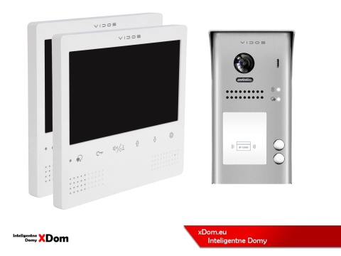 Zestaw Wideodomofon dwurodzinny Vidos z czytnikiem RFID S1102A monitor M1023W2