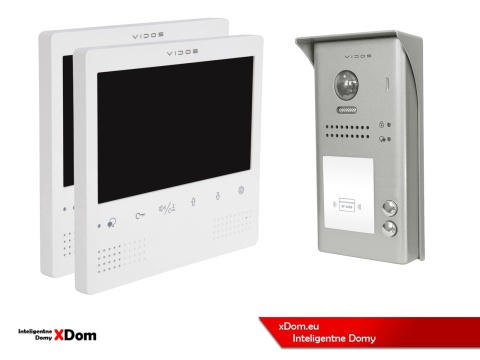 Zestaw Wideodomofon dwurodzinny Vidos z czytnikiem RFID S1102A monitor M1023W2