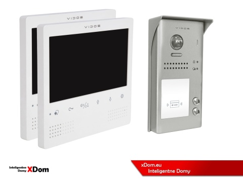 Zestaw Wideodomofon dwurodzinny Vidos z czytnikiem RFID S1102A monitor M1023W2