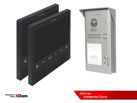 Zestaw Wideodomofon dwurodzinny Vidos z czytnikiem RFID S1102A monitor M1023B2