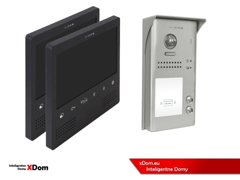 Zestaw Wideodomofon dwurodzinny Vidos z czytnikiem RFID S1102A monitor M1023B2