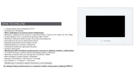 Zestaw wideodomofonowy Vidos czytnik RFID S11-1 monitor M10W-X