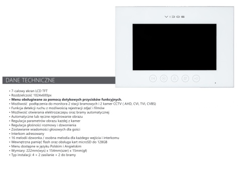 Zestaw wideodomofonowy Vidos czytnik RFID S11-1 monitor M11W