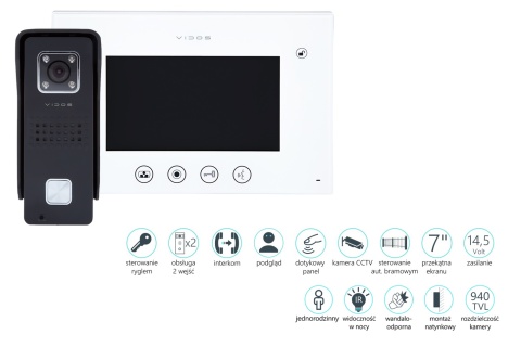 Zestaw wideodomofonowy Vidos S6 monitor M670W