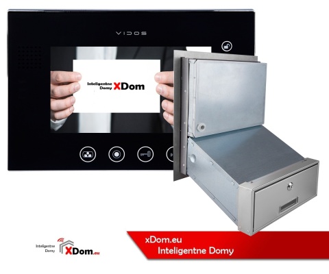 Skrzynka na listy z wbudowanym panelem wideodomofonowym Vidos S561D-SKM, oraz wysokiej klasy monitor M670BS2