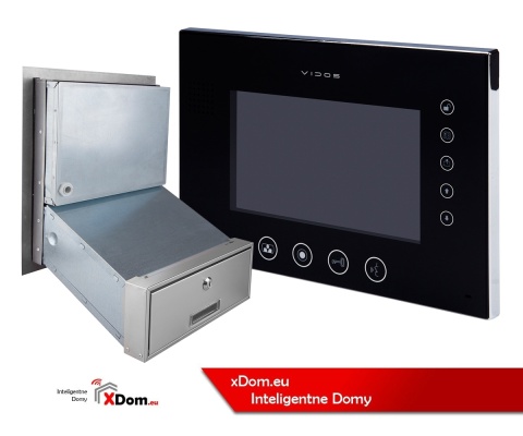 Skrzynka na listy z wbudowanym panelem wideodomofonowym Vidos S561D-SKM, oraz wysokiej klasy monitor M670BS2