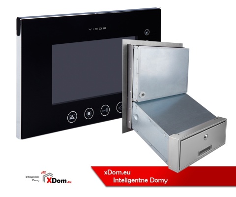 Skrzynka na listy z wbudowanym panelem wideodomofonowym Vidos S561D-SKM, oraz wysokiej klasy monitor M670BS2