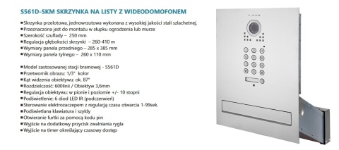 Skrzynka na listy z wbudowanym panelem wideodomofonowym Vidos S561D-SKM, oraz wysokiej klasy monitor M670BS2