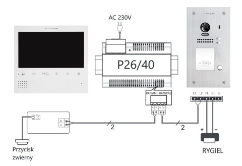 Zestaw Wideodomofon Vidos z czytnikiem RFID S1201A monitor M1023W2