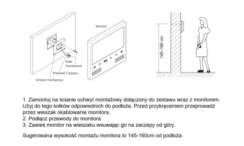 Zestaw Wideodomofon Vidos z czytnikiem RFID S1201A monitor M1023W2