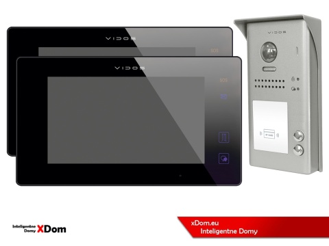 Zestaw Wideodomofon dwurodzinny Vidos z czytnikiem RFID S1102A monitor M1021B2