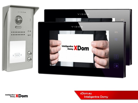 Zestaw Wideodomofon dwurodzinny Vidos z czytnikiem RFID S1102A monitor M1021B2