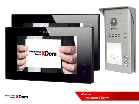 Zestaw Wideodomofon dwurodzinny Vidos z czytnikiem RFID S1102A monitor M1021B2