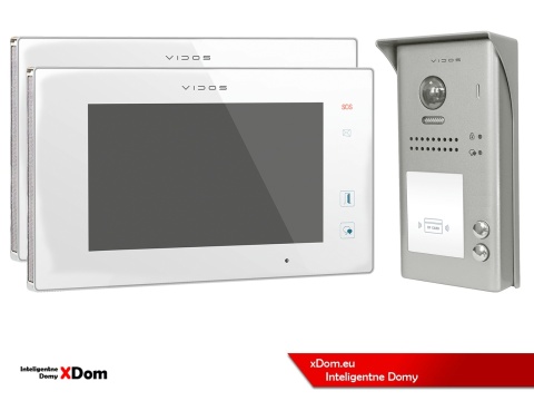 Zestaw Wideodomofon dwurodzinny Vidos z czytnikiem RFID S1102A monitor M1021W2
