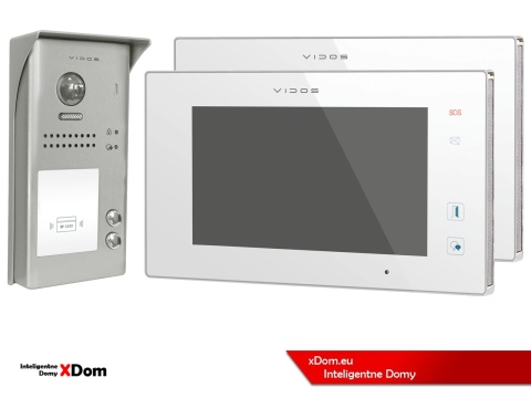 Zestaw Wideodomofon dwurodzinny Vidos z czytnikiem RFID S1102A monitor M1021W2