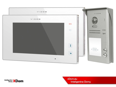 Zestaw Wideodomofon dwurodzinny Vidos z czytnikiem RFID S1102A monitor M1021W2