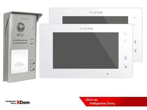Zestaw Wideodomofon dwurodzinny Vidos z czytnikiem RFID S1102A monitor M1021W2